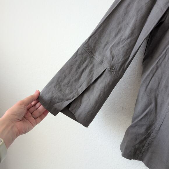 Porto San Francisco Blazer Jacket Size 1 Small Gray Linen Rayon Lagenlook Chic - Picture 7 of 8